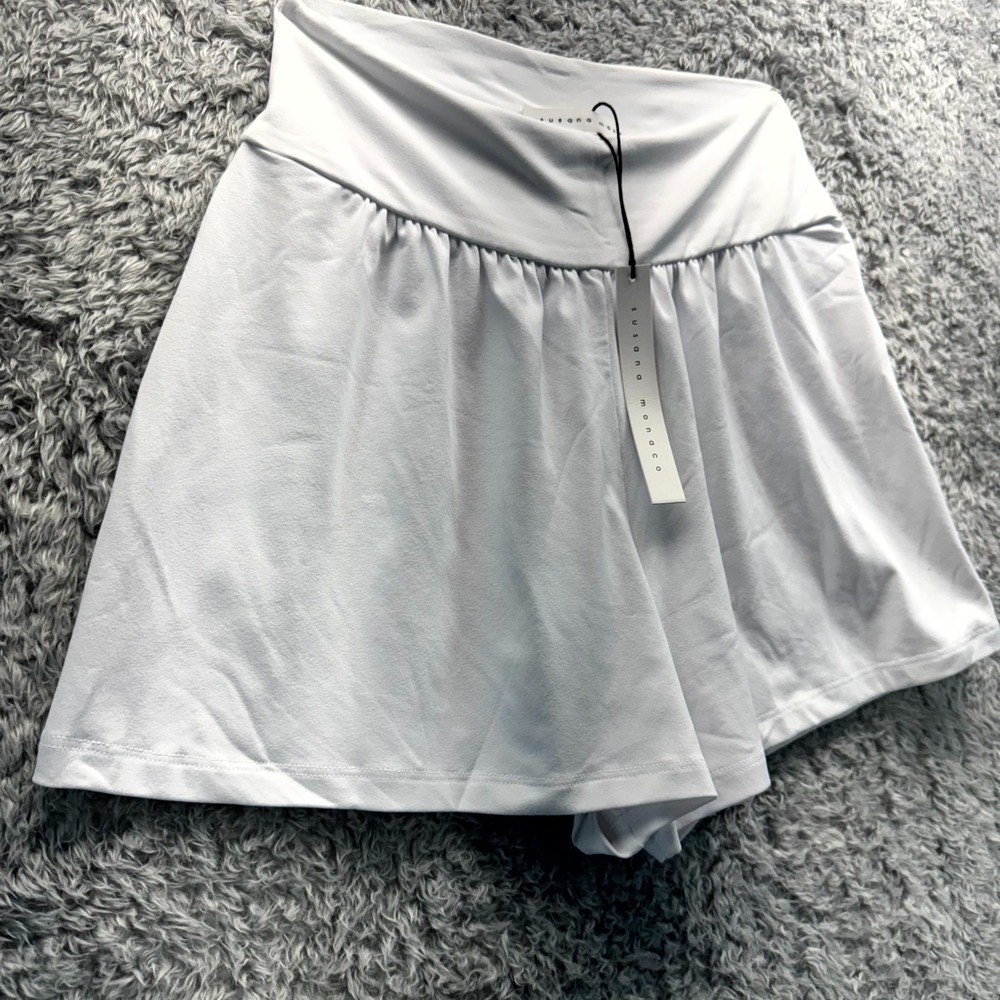 Susana Monaco Flirty Shorts Women's XS White High Crossover Waistband Running - Picture 6 of 8